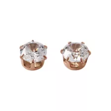 Round CZ Rose Gold Titanium Stud Earrings - 20 Gauge at Spencer's