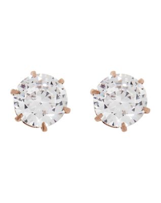Round CZ Rose Gold Titanium Stud Earrings - 20 Gauge
