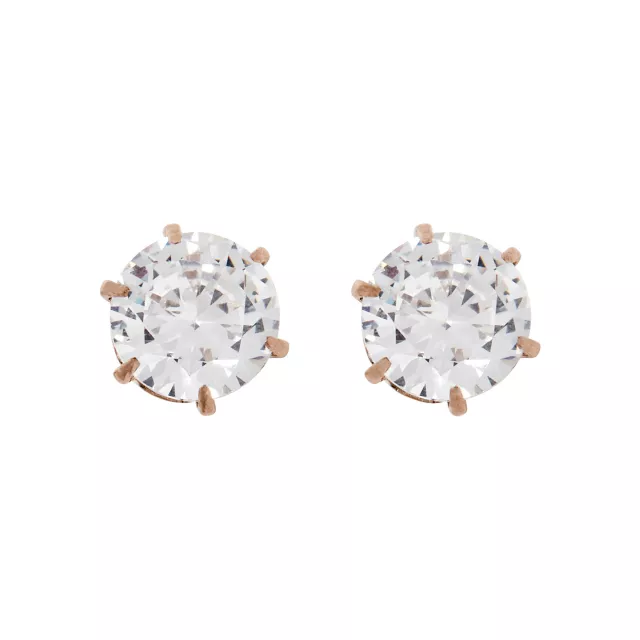 Round CZ Rose Gold Titanium Stud Earrings - 20 Gauge at Spencer's