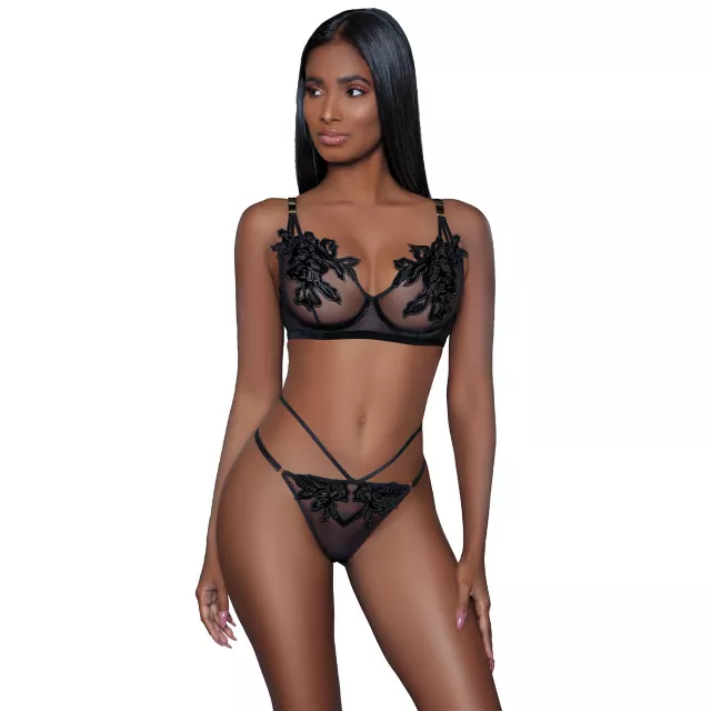 Floral Bra and Panties Set at Spencer's