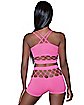 Pink Diamond Net Crop Top and Shorts