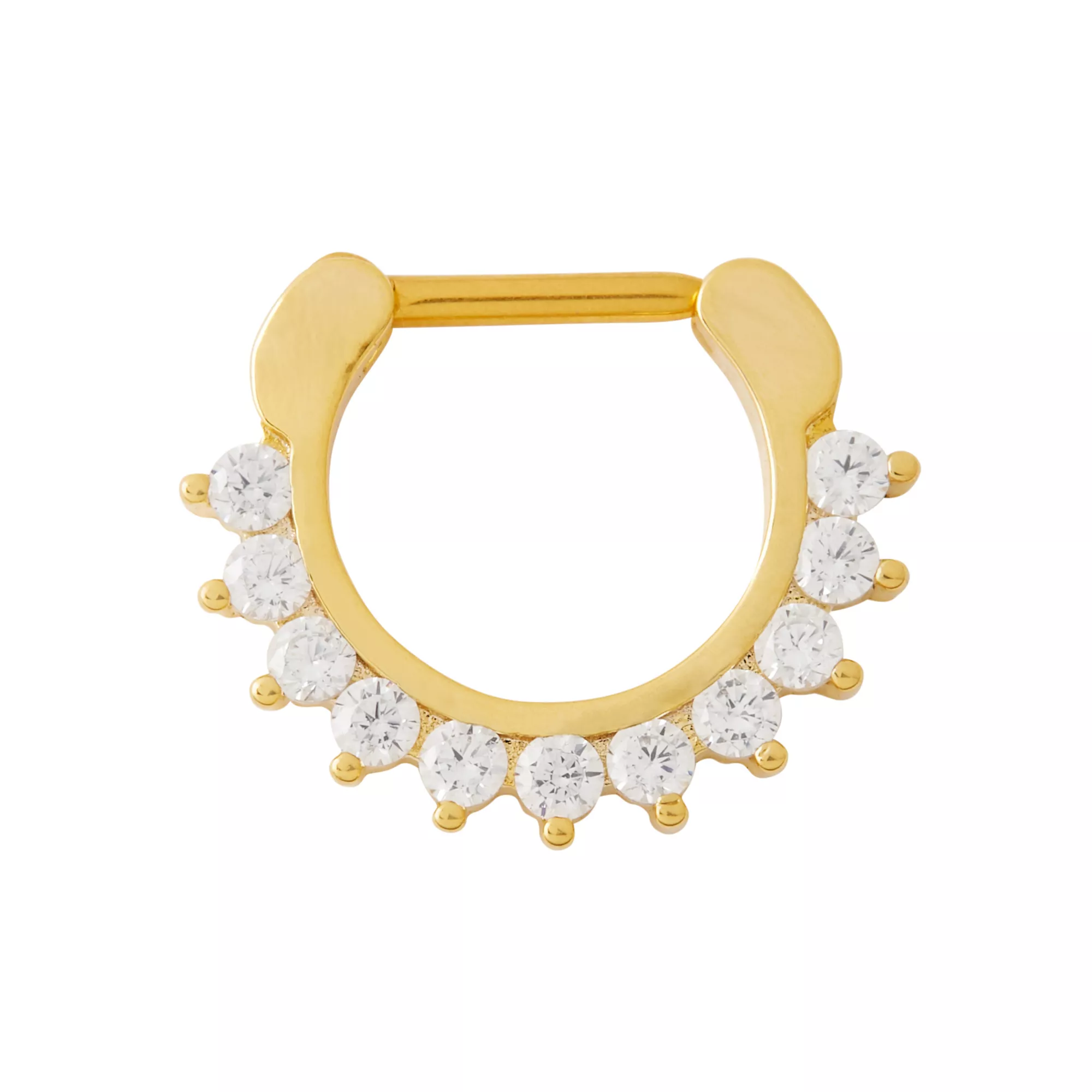 CZ Goldplated Titanium Clicker Septum Ring - 16 Gauge at Spencer's