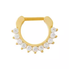 CZ Goldplated Titanium Clicker Septum Ring - 16 Gauge at Spencer's