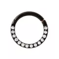 CZ Black Titanium Clicker Septum Ring - 16 Gauge at Spencer's