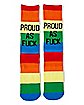 Rainbow Stripe Proud AF Crew Socks