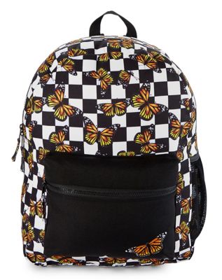 White Checkered Backpack Purse