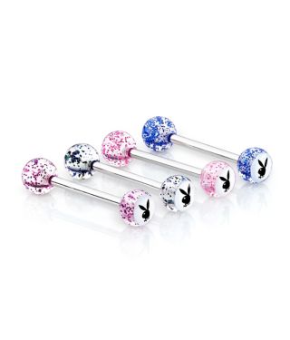 Multi-Pack Glitter Playboy Bunny Barbells 14 Gauge - 4 Pack