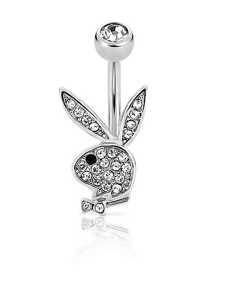 Clear CZ Playboy Bunny Belly Ring - 14 Gauge - Spencer's