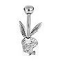 Clear CZ Playboy Bunny Belly Ring - 14 Gauge