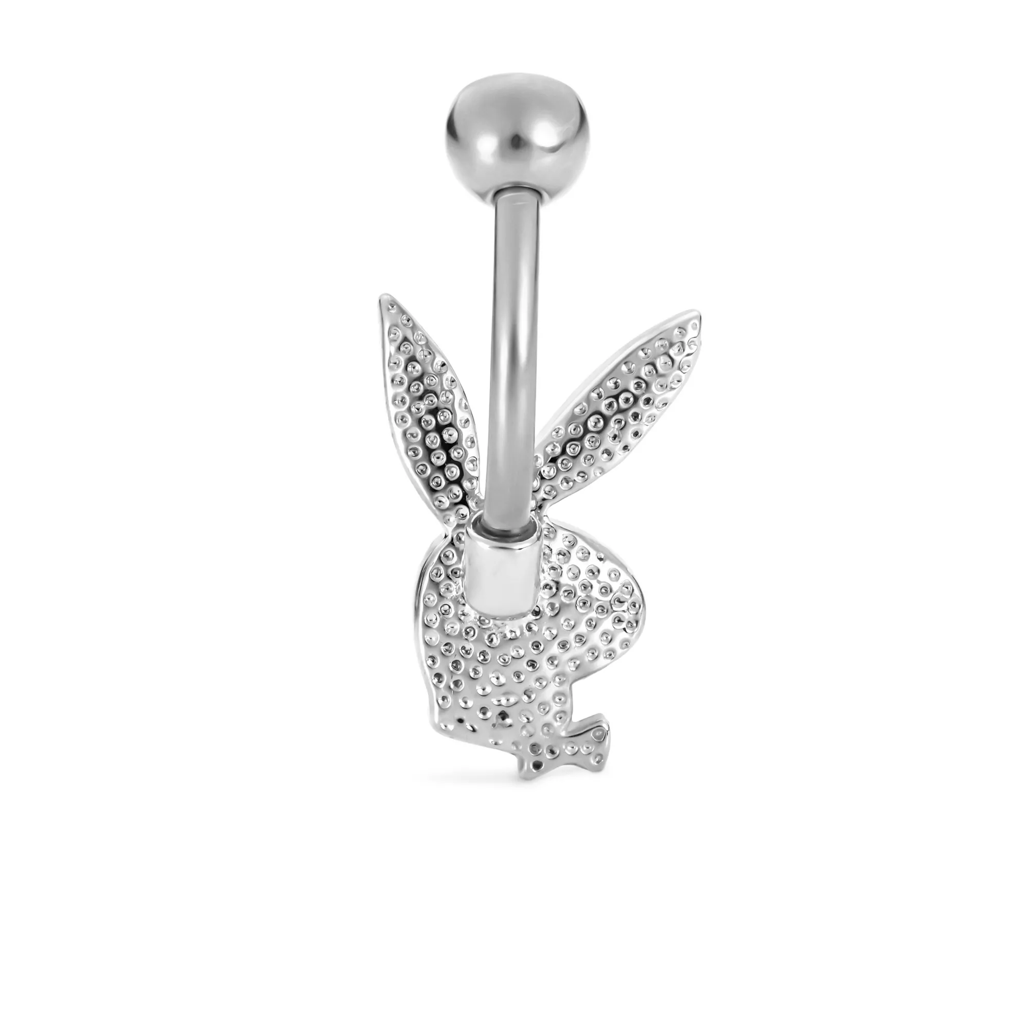 Clear CZ Playboy Bunny Belly Ring - 14 Gauge