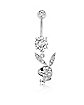 Clear CZ Playboy Bunny Dangle Belly Ring - 14 Gauge