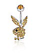 Yellow CZ Playboy Bunny Belly Ring - 14 Gauge