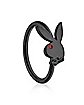Black Playboy Bunny Hoop Nose Ring - 20 Gauge