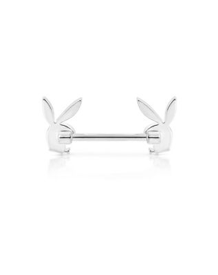 Black CZ Playboy Bunny Nipple Barbells – 14 Gauge