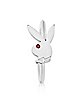 Silvertone Playboy Bunny Hoop Nose Ring - 20 Gauge