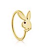 Goldtone Playboy Bunny Hoop Nose Ring - 20 Gauge
