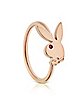 Rose Goldtone Playboy Bunny Hoop Nose Ring - 20 Gauge