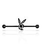 Black Clear CZ Playboy Bunny Industrial Barbell - 14 Gauge
