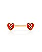 Goldtone Red Heart Playboy Bunny Nipple Barbells - 14 Gauge