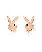 Rose Goldtone Playboy Bunny Stud Earrings