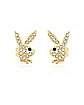 Goldtone Clear CZ Playboy Bunny Stud Earrings