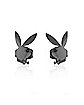 Black CZ Playboy Bunny Stud Earrings