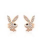 Rose Goldtone Clear CZ Playboy Bunny Stud Earrings