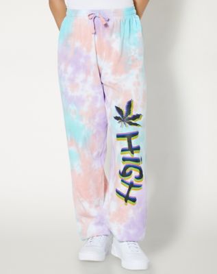 Tie Dye High Weed Leaf Print Sweatpants