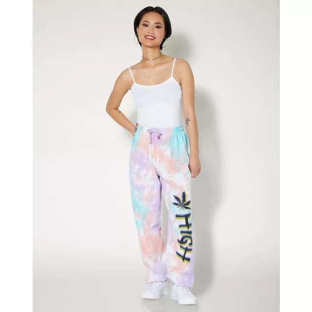 Tie Dye High Weed Leaf Print Sweatpants at Spencer's