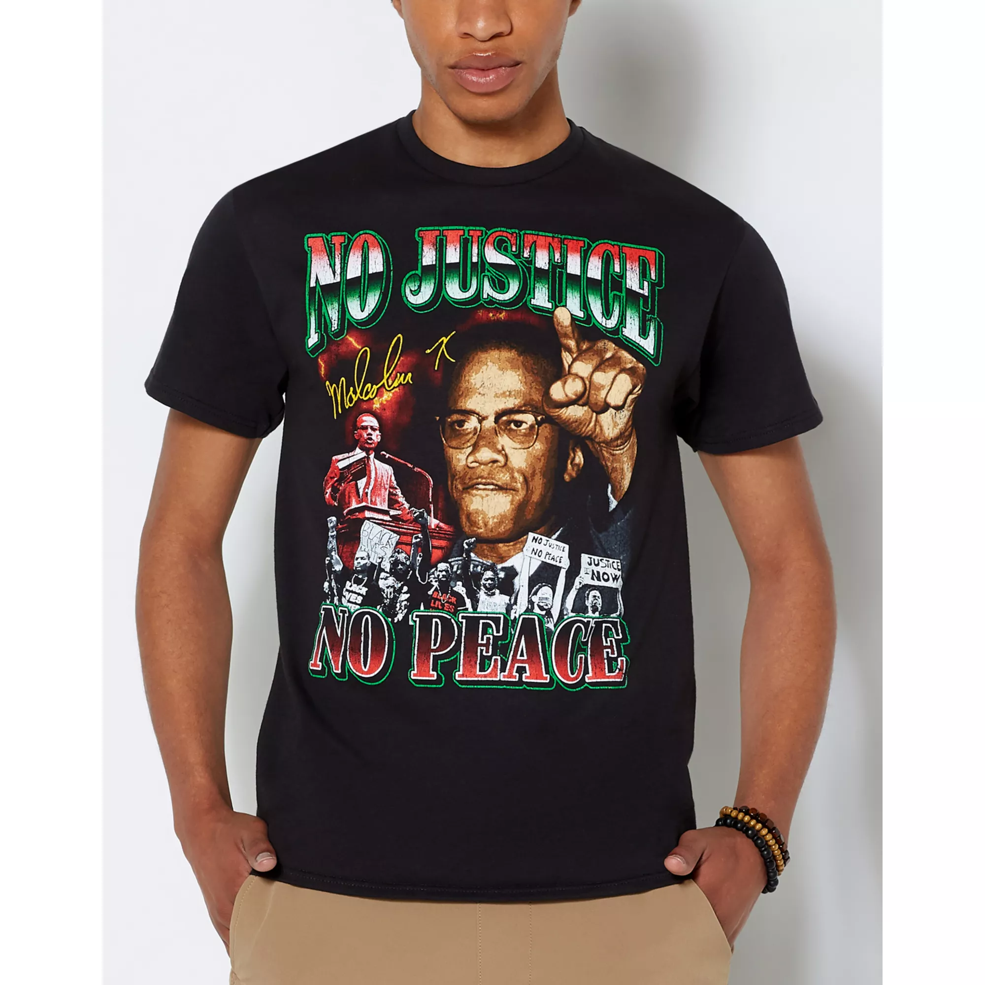 No Justice No Peace Malcolm X T Shirt at Spencer's