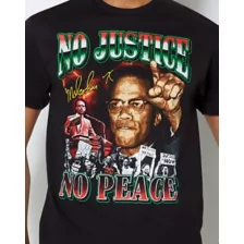 No Justice No Peace Malcolm X T Shirt at Spencer's