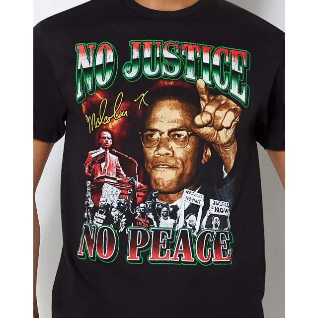 No Justice No Peace Malcolm X T Shirt at Spencer's