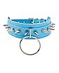 Spiked Blue O-Ring Collar Choker Necklace