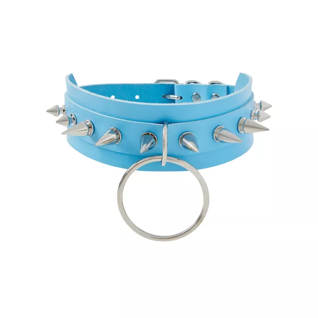 Spiked Blue O-Ring Collar Choker Necklace at Spencer's