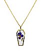 Goldplated Purple Flower Coffin Chain Necklace