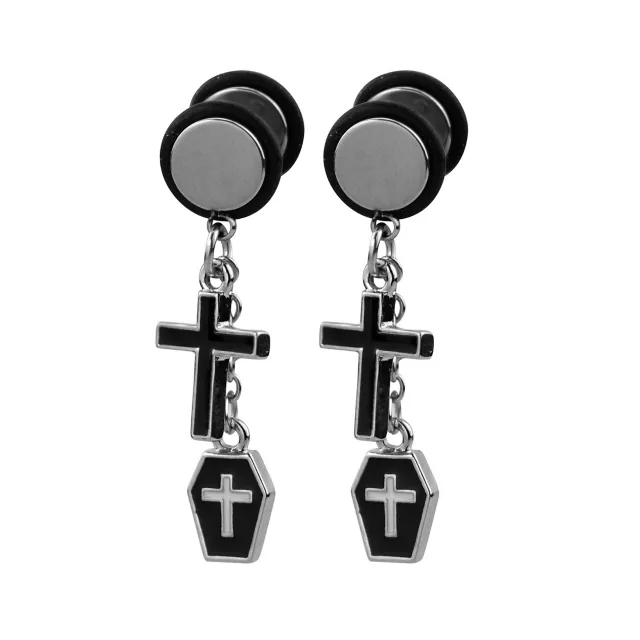 Black Coffin and Cross Dangle Fake Plugs – 18 Gauge at Spencer's