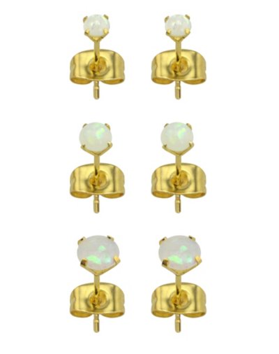 Multi-Pack Acrylic Opal Effect Earrings 3 Pair - Gauge