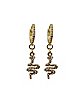 CZ Goldtone Snake Huggie Hoop Dangle Earrings - 18 Gauge