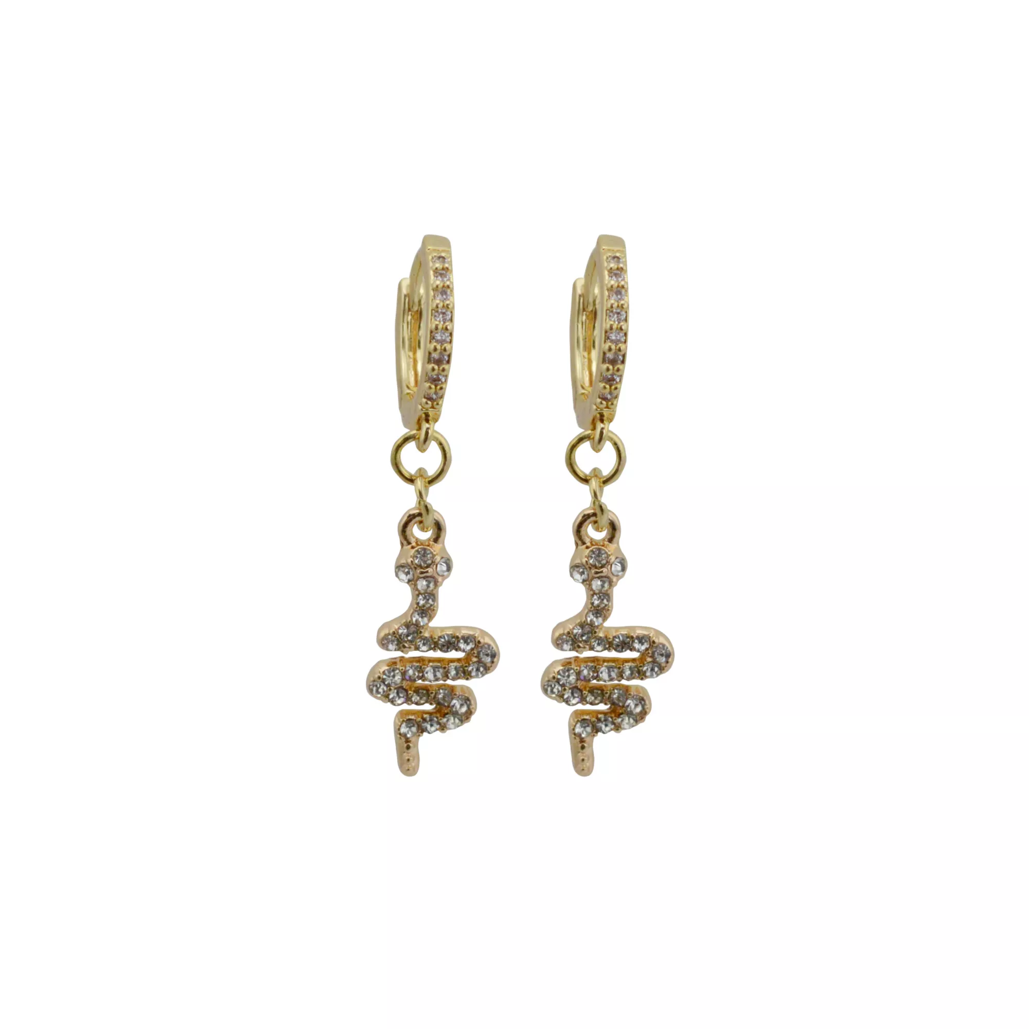 CZ Goldtone Snake Huggie Hoop Dangle Earrings - 18 Gauge at Spencer's