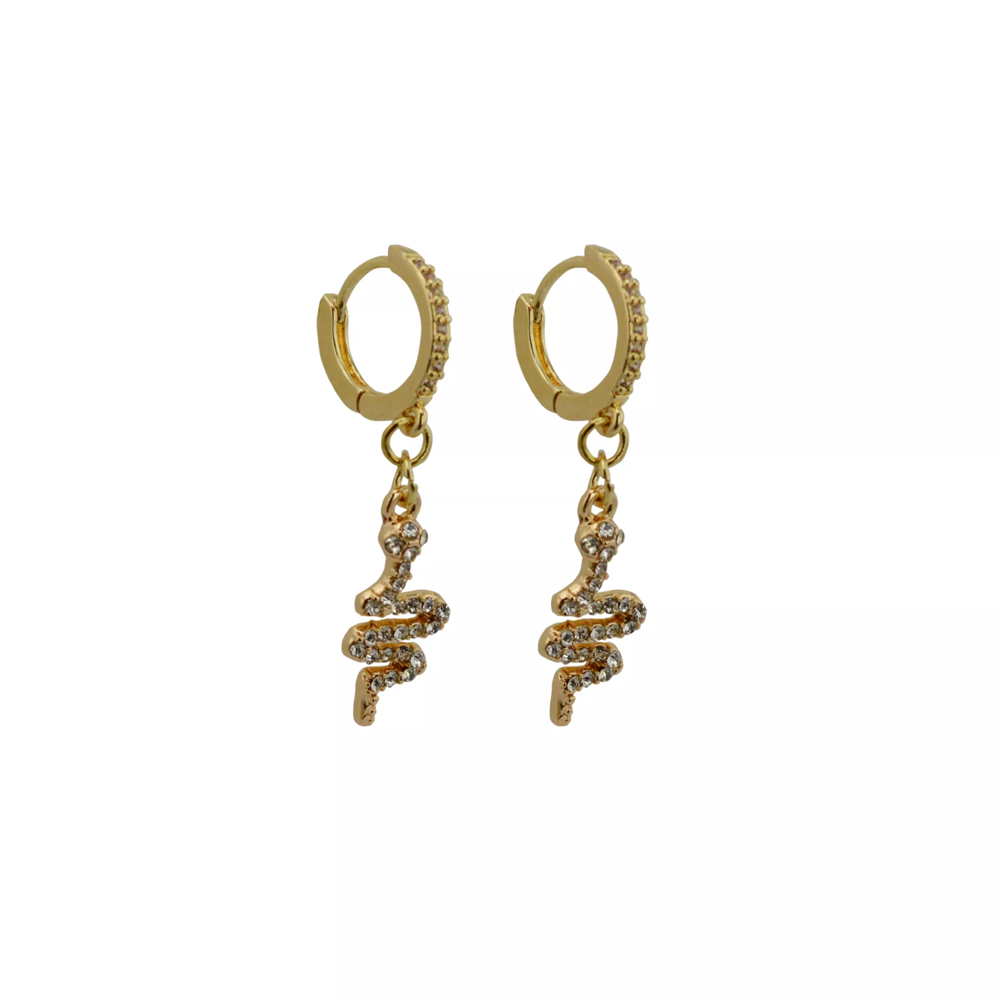 CZ Goldtone Snake Huggie Hoop Dangle Earrings - 18 Gauge at Spencer's