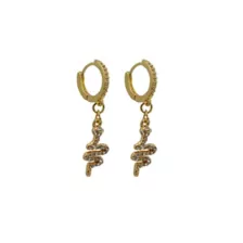 CZ Goldtone Snake Huggie Hoop Dangle Earrings - 18 Gauge at Spencer's
