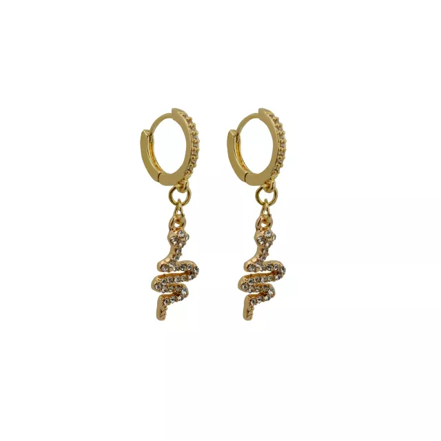 CZ Goldtone Snake Huggie Hoop Dangle Earrings - 18 Gauge at Spencer's