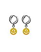 Yellow Smiley Dangle Hoop Earrings – 18 Gauge