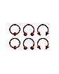 Multi-Pack Red Horseshoe and Captive Rings 6 Pack – 16 Gauge