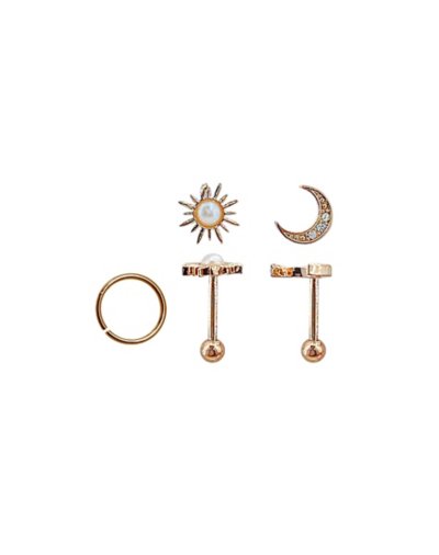 Multi-Pack CZ Sun and Moon Barbells and Hoop Earrings 3 Pack  18 Gaug