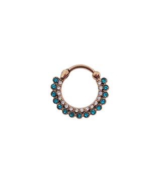 CZ Rose Goldtone Hinged Septum Ring – 16 Gauge