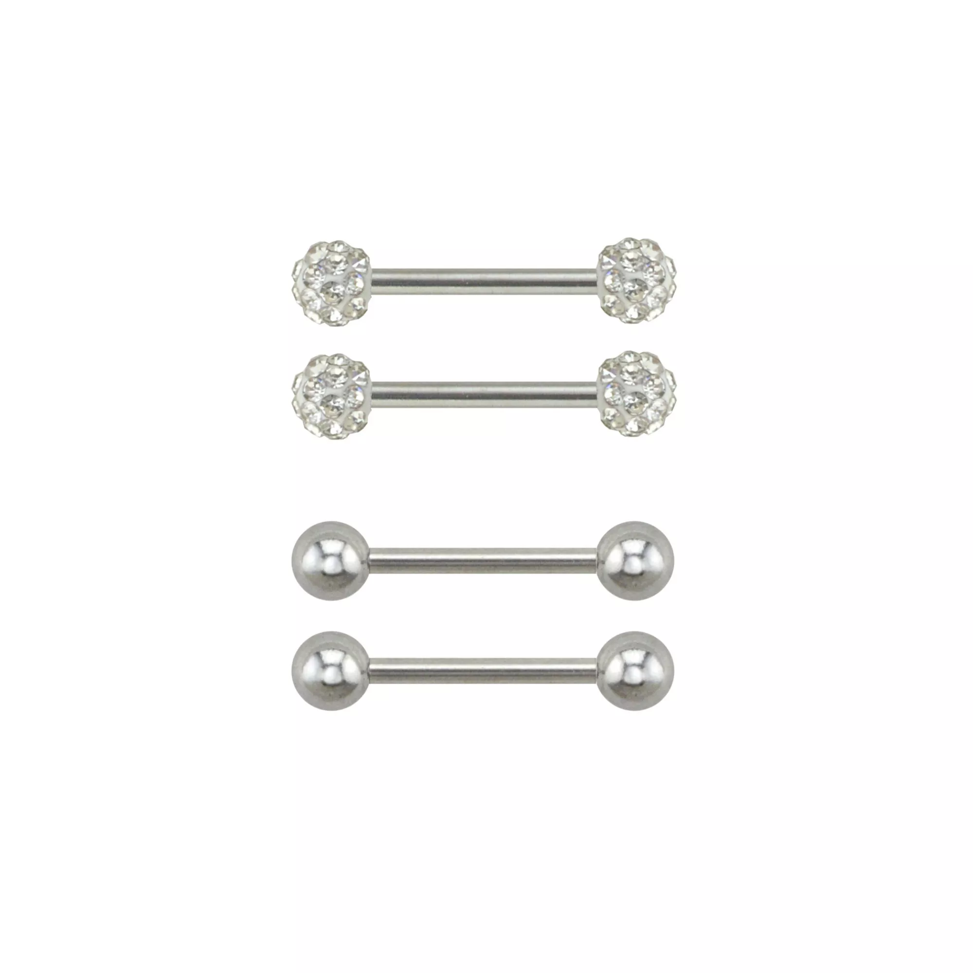 Multi-Pack Pave Titanium Nipple Barbells 2 Pair – 14 Gauge