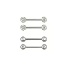 Multi-Pack Pave Titanium Nipple Barbells 2 Pair – 14 Gauge at Spencer's