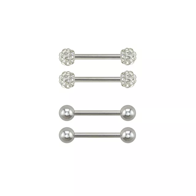 Multi Pack Pave Titanium Nipple Barbells 4 Pack 14 Gauge Spencer s