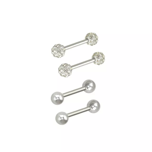 Multi-Pack Pave Titanium Nipple Barbells 2 Pair – 14 Gauge at Spencer's